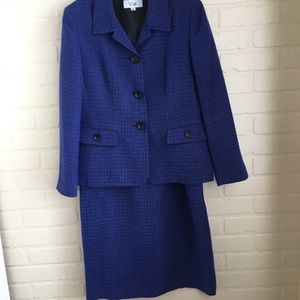 Le Suit Two Piece Skirt Blazer Blue Size 14 Womens